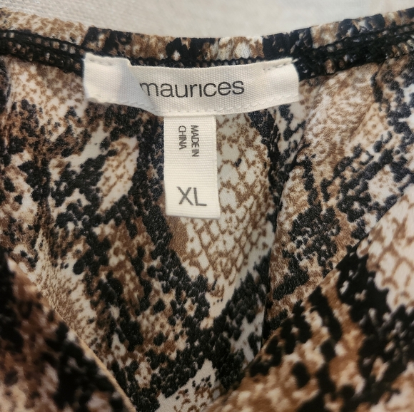 Maurices Snakeskin Print Cami Top XL Brown Black Wrap Peplum - Picture 5 of 7